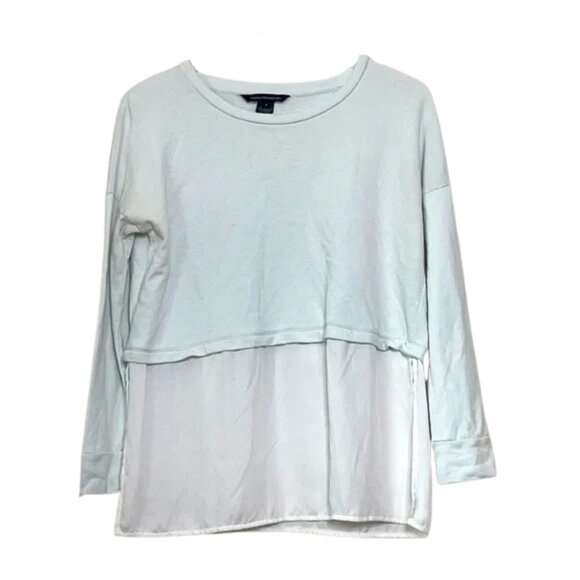 Flawed - French Connection Pale Blue Mixed Media Sweater Sz. S - Picture 1 of 5